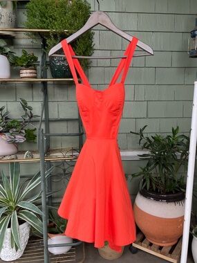 Coral Red Retro Style Party Dress